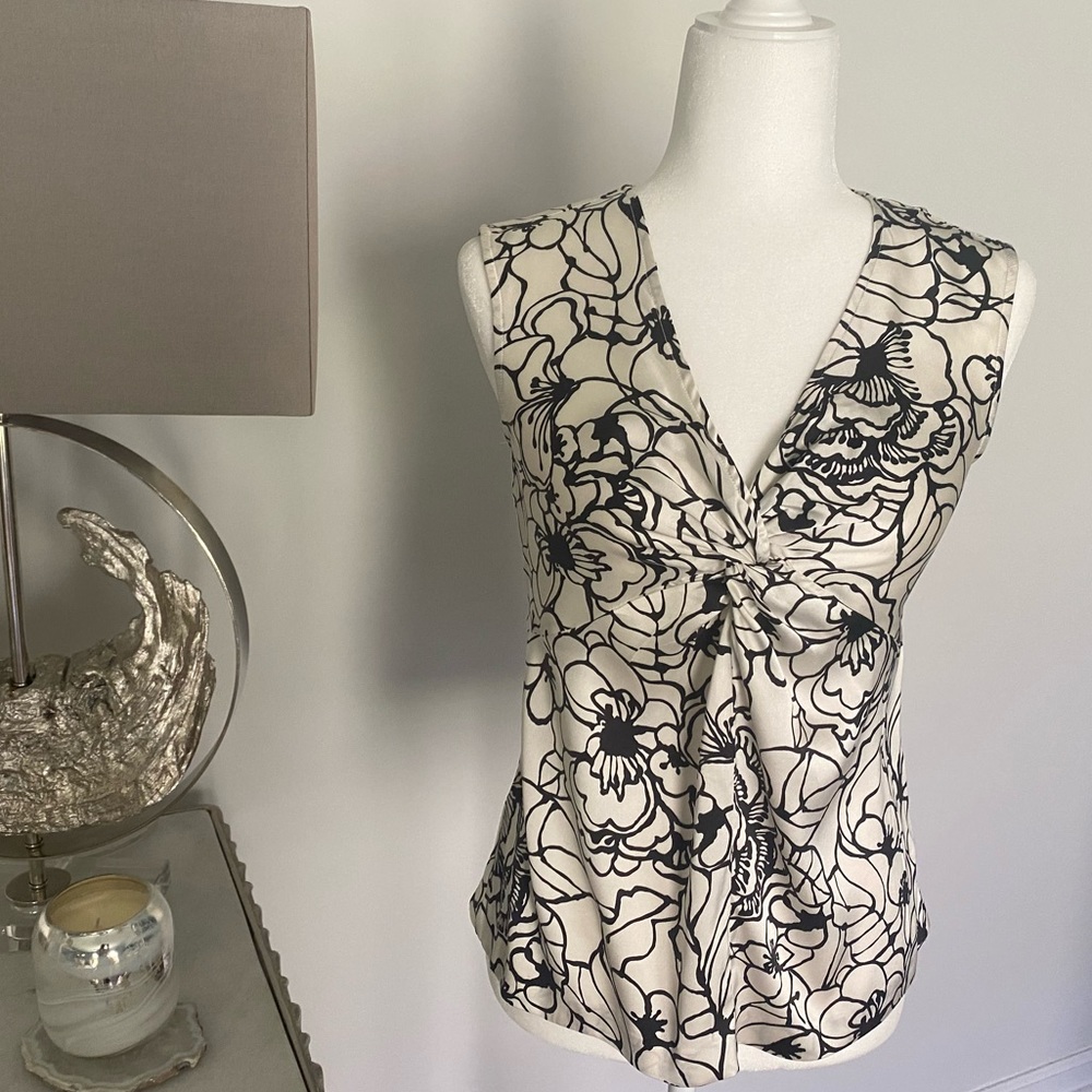 Black and Cream INC Sleeveless Blouse